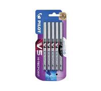Pilot V5 Hi-Tecpoint Liquid Ink Rollerball Pen Fine Black Pack 5