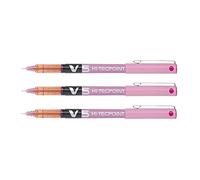 Pilot V5 Hi-Tecpoint Liquid Ink Rollerball Pen Pack of 3 Cutting Paste Pink