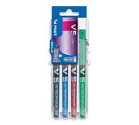 Pilot V5 Hi-Tecpoint Pen Set - 4 Pack (Black, Blue, Red, Green) 0.5mm Needle Tip - Smooth, Precise Writing
