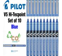 Pilot V5 Hi-Tecpoint Rollerball Liquid Ink Pen 0.5mm BX-V5 BLUE Ink Set of 10