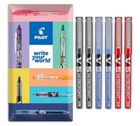 PILOT V5 Hi-Tecpoint Rollerball Pen - Fine 0.5mm Nib - In Envelope Gift Packaging - Pack of 6 (Black, Blue, Red)