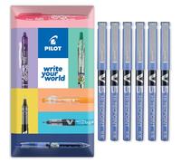PILOT V5 Hi-Tecpoint Rollerball Pen - Fine 0.5mm Nib - In Envelope Gift Packaging - Pack of 6 (Blue)