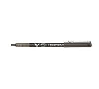 PILOT V5 Hi-Tecpoint Rollerball Pen - Fine 0.5mm Nib Tip - 0.3mm Line Width - Pack of 6 - Black, Blue, Red, Green, Violet & Pink