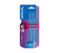 Pilot V5 Liquid Ink Rollerball 0.5 mm Tip - Blue, Pack of 3