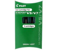 Pilot V5/V7 Ink Cartridges Green for Hi-Techpoint Cartridge System Pens (Pack of 3)