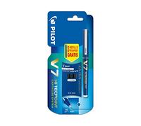 Pilot V7 Cartridge System Liquid Ink Rollerball 0.7 mm tip Single Pen with 3 Refills - Blue