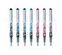 Pilot V7 Disposable Fountain Pen Set - 7 Pack, Medium Nib, Erasable Ink (Peacock Green, Green, Violet, Blue, Red, Pink, Black)
