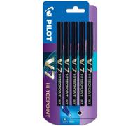 Pilot Pen V7 Rollerball Pen - 0.7 mm Liquid Ink - Black - Pack of 5