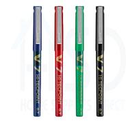 Pilot V7 Hi-Tecpoint Pen Set - 4 Pack (Blue, Red, Green, Black) 0.7mm Medium Needle Tip - Smooth, Precise Writing