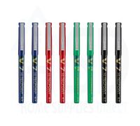 Pilot V7 Hi-Tecpoint Pen Set - 6 Pack (Blue, Black, Red, Green) 0.7mm Medium Needle Tip - Smooth, Precise Writing
