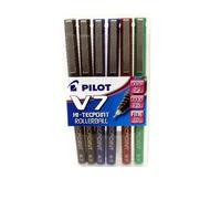 Pilot V7 Hi-Tecpoint Rollerball Pen, 0.7 mm Tip - Assorted, Pack of 6
