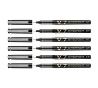 Pilot V7 Hi-Tecpoint Rollerball Pen - 0.7 mm Tip - Black Ink - Set of 6 - Supplied Loose