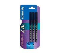 Pilot V7 Hi-Tecpoint Rollerball Pen, 0.7 mm Tip - Black, Pack of 3