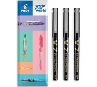 PILOT V7 Hi-Tecpoint Rollerball Pen - Liquid Ink - Medium 0.7mm Nib - In Envelope Gift Packaging - Pack of 3 (Black)