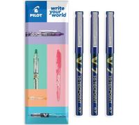 PILOT V7 Hi-Tecpoint Rollerball Pen - Liquid Ink - Medium 0.7mm Nib - In Envelope Gift Packaging - Pack of 3 (Blue)