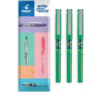 PILOT V7 Hi-Tecpoint Rollerball Pen - Liquid Ink - Medium 0.7mm Nib - In Envelope Gift Packaging - Pack of 3 (Green)