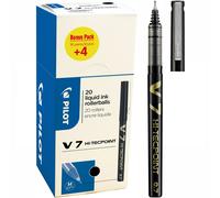 Pilot 3131910516538 V7 Hi-Tecpoint Liquid Ink Roller Pen - Black (Pack of 20)