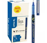 Pilot V7 Hi-Tecpoint Rollerball Pen Liquid Ink Medium 0.7mm Tip Box of 20 Blue