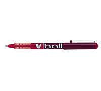 Pilot V Ball VB5 Rollerball Pens with Liquid Ink Metal Tip Fine Red Pack of 3aa