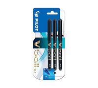 Pilot VBall 7 Rollerball Pen-Black (Pack of 3)
