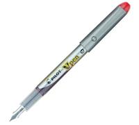 Pilot VPen Disposable Fountain Pen Silver Barrel 0.58 mm Tip - Red, Box of 12