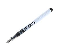 Pilot VPen Disposable Fountain Pen White Barrel 0.58 mm Tip (Retail Packaged) - Black, Single Pen