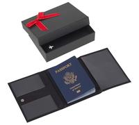 Pilot Wallet Passport Holder for Travel - RFID Blocking Genuine Leather Travel Document Holder with Gift Box Passport Wallet for Pilots Men and Women, Black, Classic