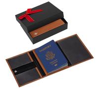 Pilot Wallet Passport Holder for Travel - RFID Blocking Genuine Leather Travel Document Holder with Gift Box Passport Wallet for Pilots Men and Women, Brown, Classic