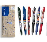 PILOT x NARUTO - Box of 3 pcs FriXion Ball + 3 pcs FriXion Ball Clicker - Erasable Pen - Naruto Shipudden Limited Edition - Refillable Roller Pens - Black, Blue, Red - Medium Point