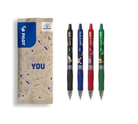 PILOT x ONE PIECE - Set of 4 G2 + 4 Stickers - Retractable and Refillable Gel Ink Roller Pens - Limited Edition One Piece - Black, Blue, Red, Green - Medium Tip