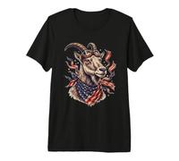 Piloting Patriotic Goat with Aviator Goggles July 4th Premium T-Shirt