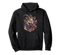 Piloting Patriotic Goat with Aviator Goggles July 4th Pullover Hoodie