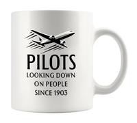 Pilots Looking Down on People Since 1903 Pilot Gifts Aviation Aerospace Engineer Student Airplane Aircraft Mechanic Captain Novelty Drinkware Ceramic Mug 11 oz White