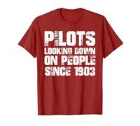 Pilots Looking Down on People Since 1903 T-Shirt, Men, Cranberry Red, 3X-Large