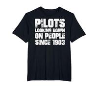 Pilots Looking Down on People Since 1903 T-Shirt, Men's Big and Tall, Black, 4X Tall
