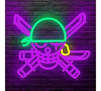 PILOYINDE One Piece Zoro Neon Sign Anime Zoro Neon Light Sign One Piece Led Neon Sign For Wall Decor Bedroom Neon Light USB Neon Light For Bedroom Decoration Party Decoration Birthday Gift
