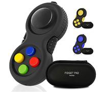PILPOC Fidget Pad Controller - Premium Quality Game Focus Toy, Smooth ABS Plastic with Exclusive Protective Case, Stress Relief, for ADHD, Fidget Flippy Chain Included (Black & Mix)