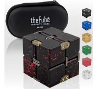 PILPOC theFube Fidget Cube - Deluxe Authentic Fidget Toys for Adults & Kids - Premium Protective Case, Stress Cube, Anxiety Toys, ADHD, OCD, Autism. Quiet Sides & Fidget Clicker Toy (Black & Red)