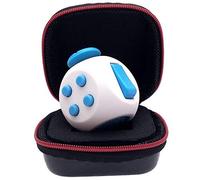 PILPOC theFube Fidget Cube - Deluxe Authentic Fidget Toys for Adults & Kids - Premium Protective Case, Stress Cube, Anxiety Toys, ADHD, OCD, Autism. Quiet Sides & Fidget Clicker Toy (White & Blue)