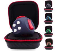 PILPOC theFube Fidget Cube - Deluxe Authentic Fidget Toys for Adults & Kids - Premium Protective Case, Stress Cube, Anxiety Toys, ADHD, OCD, Autism. Quiet Sides & Fidget Clicker Toy (Blue,White,Red)