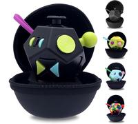 PILPOC theFube Fidget Cube Dodecagon 12 Sides - Premium Quality Fidget Cube Dice with Exclusive Carry Case, Durable, Relieve Stress and Anxiety, for ADD, ADHD, OCD (Black & Mix)