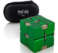 PILPOC theFube Infinity Cube Fidget Desk Toy - Premium Quality Aluminum Infinite Magic Cube with Exclusive Case, Sturdy, Heavy, Relieve Stress and Anxiety, for ADD, ADHD, OCD (Green)