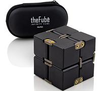PILPOC theFube Infinity Cube Fidget Desk Toy - Premium Quality Aluminum Infinite Magic Cube with Exclusive Case, Sturdy, Heavy, Relieve Stress and Anxiety, for ADD, ADHD, OCD (Black)