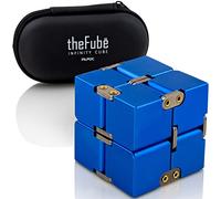 PILPOC theFube Infinity Cube Fidget Desk Toy - Premium Quality Aluminum Infinite Magic Cube with Exclusive Case, Sturdy, Heavy, Relieve Stress and Anxiety, for ADD, ADHD, OCD (Blue)