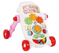 Pilsan My First Walker Walking Frame with Music and Fun Activities such as Balls, Beads etc. White Pink Red