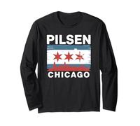 Pilsen Chicago Neighborhood Pride Flag City Skyline Illinois Long Sleeve T-Shirt