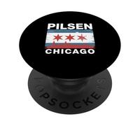 Pilsen Chicago Neighborhood Pride Flag City Skyline Illinois PopSockets Adhesive PopGrip