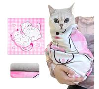 Pilviset 21.7'' Cat Wrap for Cutting Nails, Cat Restraint for Nail Clipping, Cat Swaddle Wrap for Adult Cats, Cat Burrito Wrap Can Be Applied to Cat Nail Trimming, Pink Large