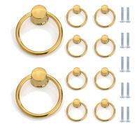 PILYON Cabinet Knobs 10 Pack Ring Black Ring Drawer Ring Single Hole Pull Ring Cabinet Door Handle Large Gold