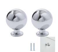 PILYON Cabinet Knobs 2Pack Brass Silver Chrome Wardrobe Door Knob and Handle Drawer Cabinet Shoe Cabinet Small Ball Handle Diameter20mm